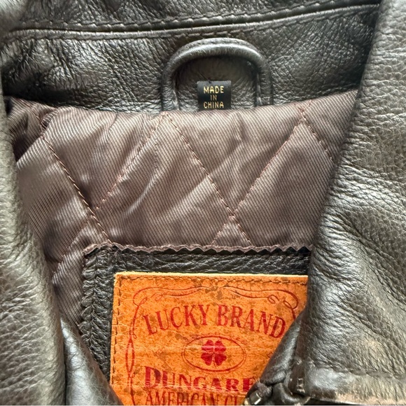 Lucky Brand dark brown genuine leather jacket zip front size small - Picture 7 of 16